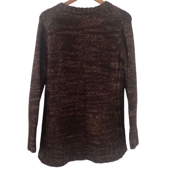 Pulp Women’s Variegated Brown Chunky Knit V Neck Pullover Size Large - Picture 4 of 4